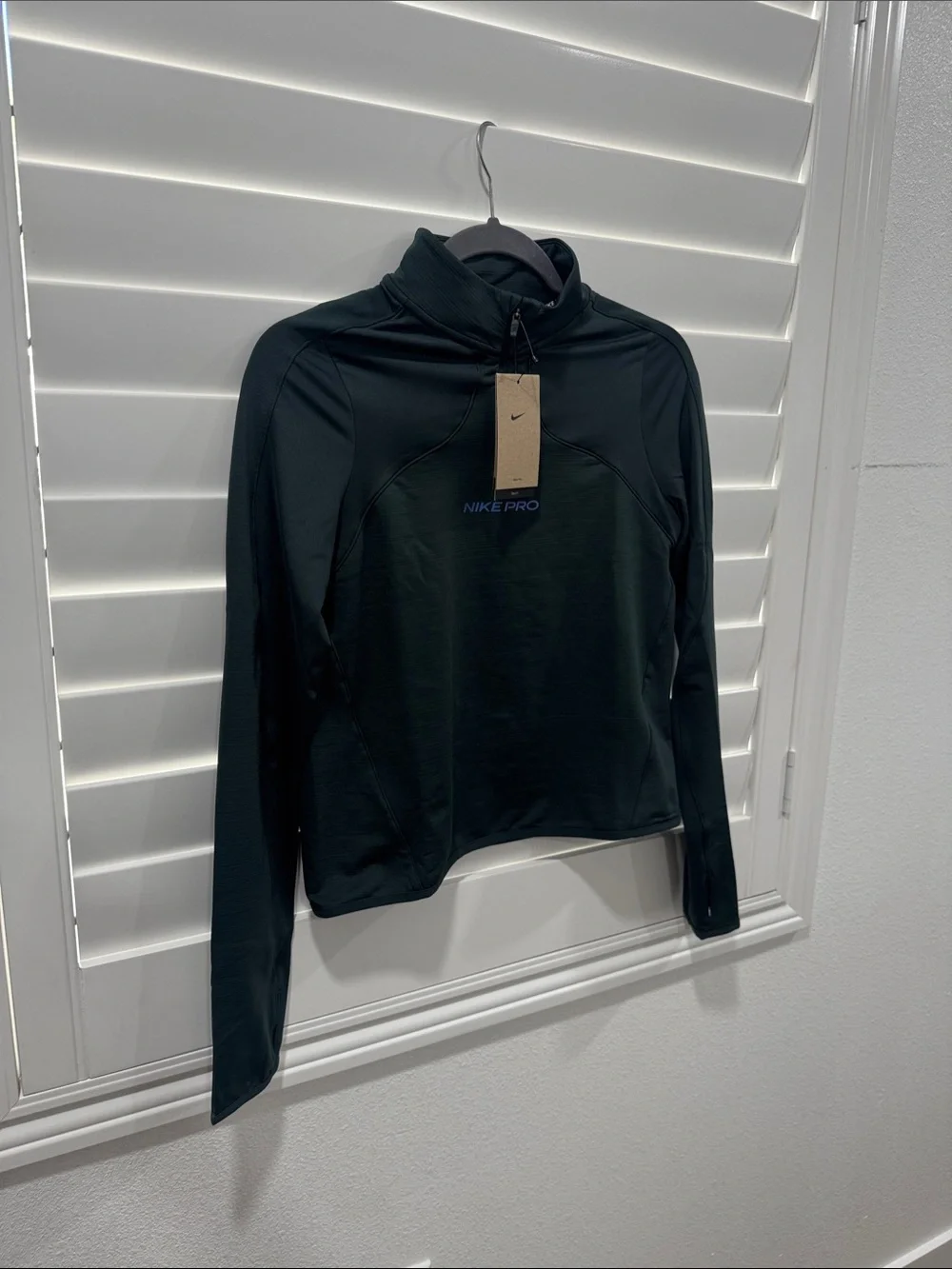 Nike Pro Kids  Long-Sleeve Half Zip Top in Dark Green
